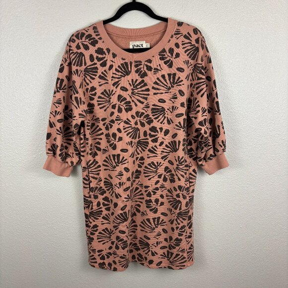 Pact Womens Rust Knit Organic Cotton Abstract Long Sleeve Sweater Dress Size M - Picture 1 of 8